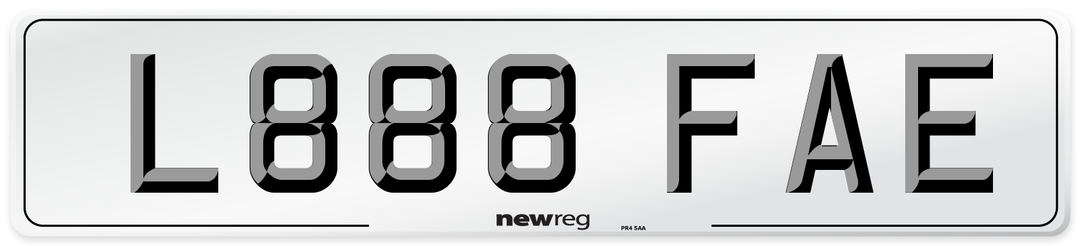 L888 FAE Number Plate from New Reg